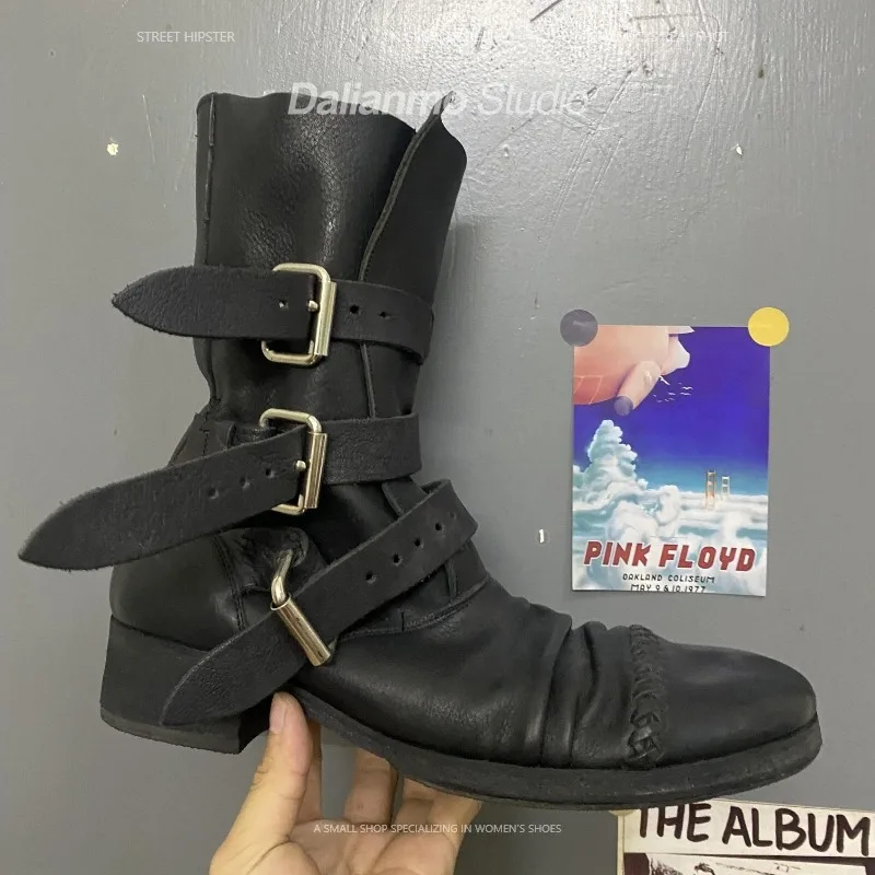 Men Fashion Vintage - Fashion Men's Genuine Leather Motorcycle Boots