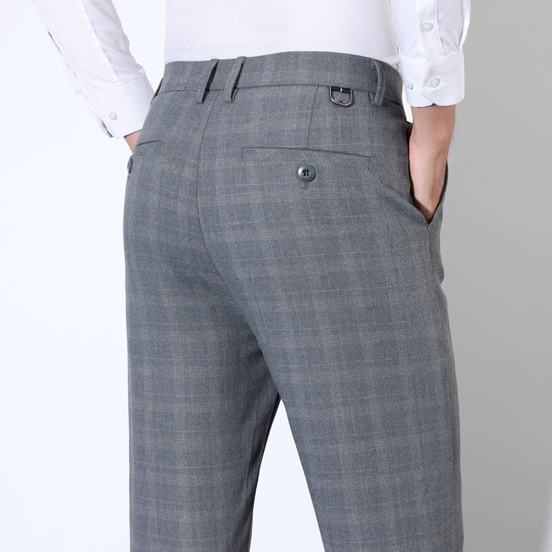 Men'S Dress Pants Fashion - Cotton Plaid Striped Classic Suit Pants