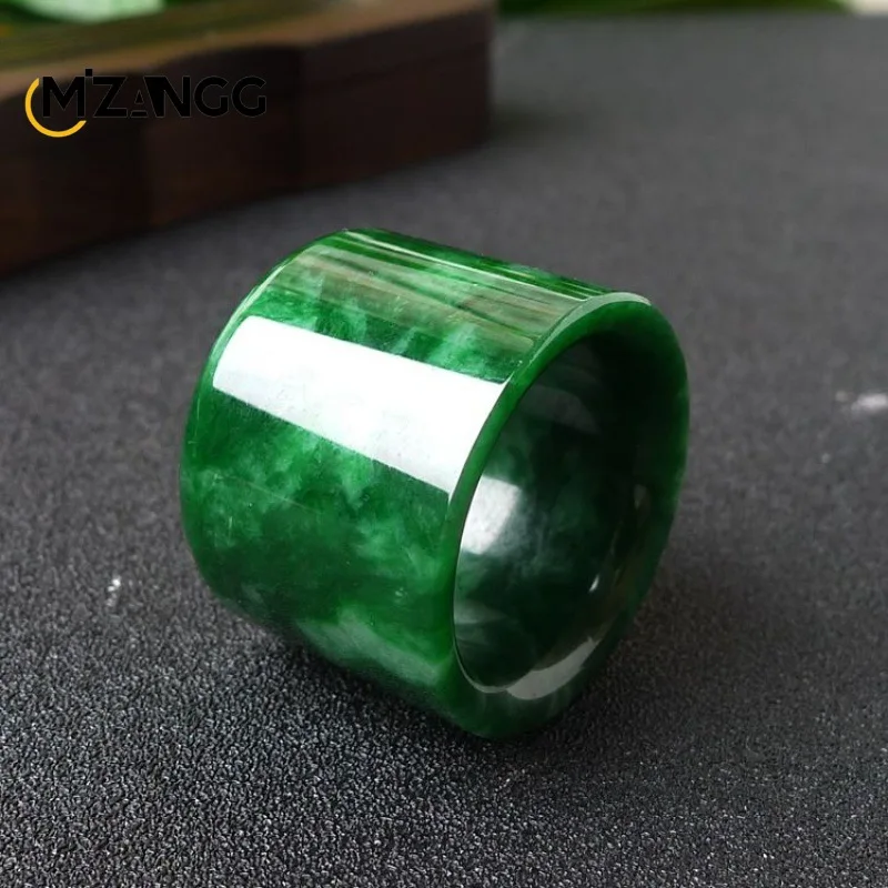 Men'S Fashion Jewelry - Natural Myanmar Jadeite Ring Chinese Carving