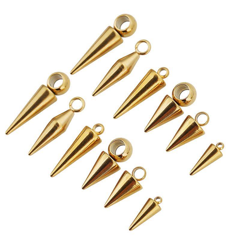 Men'S Fashion Jewelry - 10pcs Stainless Steel Cone Charms Pendants
