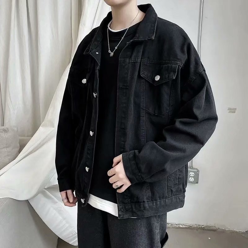 Bomber Jacket Men - Đen Denim Ngắn Áo Quần Jean