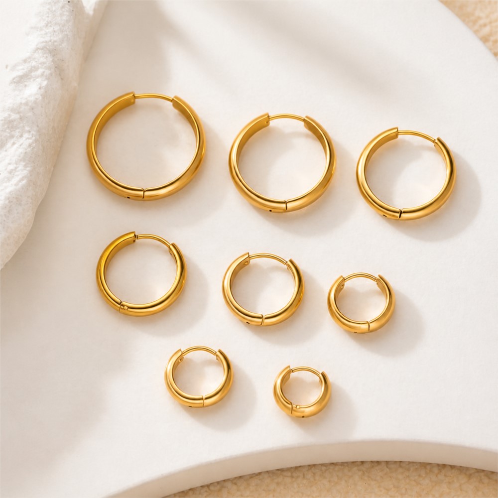 4Pcs Stainless Steel Round Hoo - đánh giá và giá Men'S Fashion Jewelry