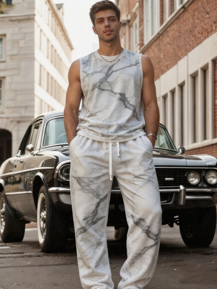 Men's Marble Texture Print Sle - đánh giá và giá Track Suit Men