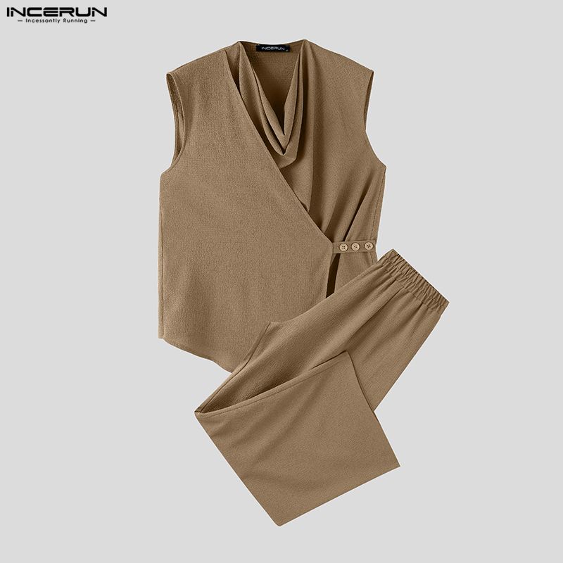INCERUN Men Sets Solid Color S - đánh giá và giá Track Suit Men
