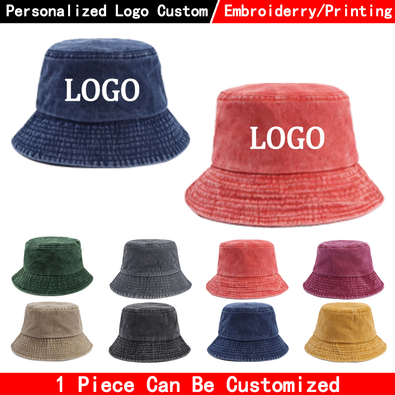 Custom logo Denim Bucket Hat F - đánh giá và giá Mens Fashion Caps