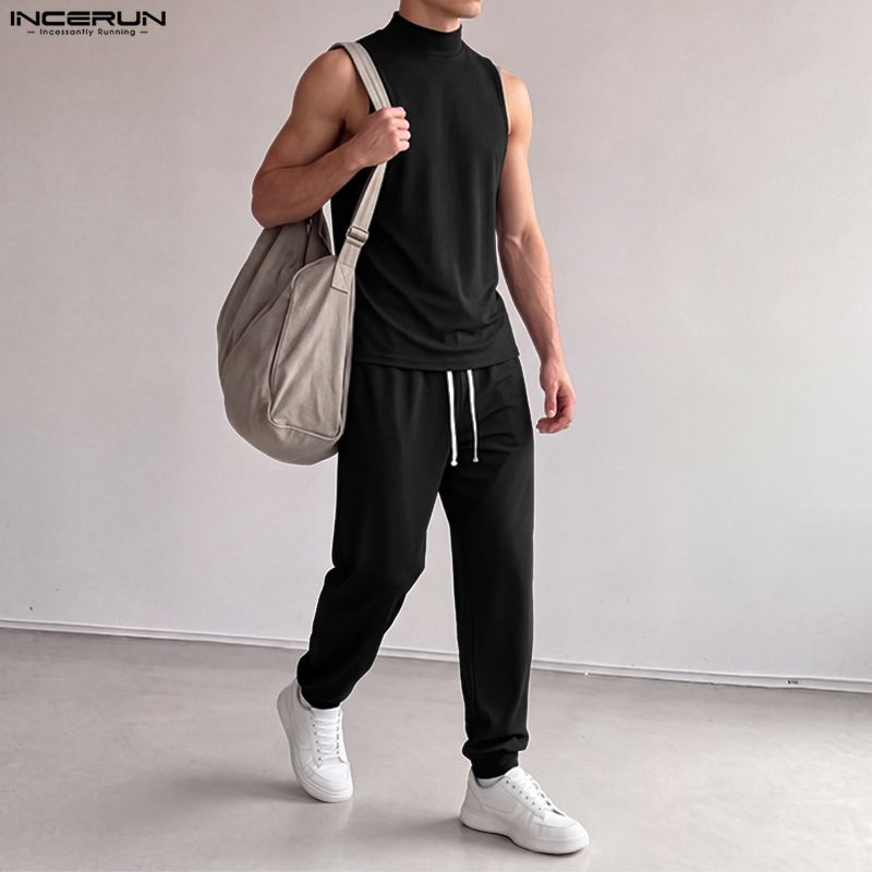 INCERUN Men Sets Solid Color T - đánh giá và giá Track Suit Men