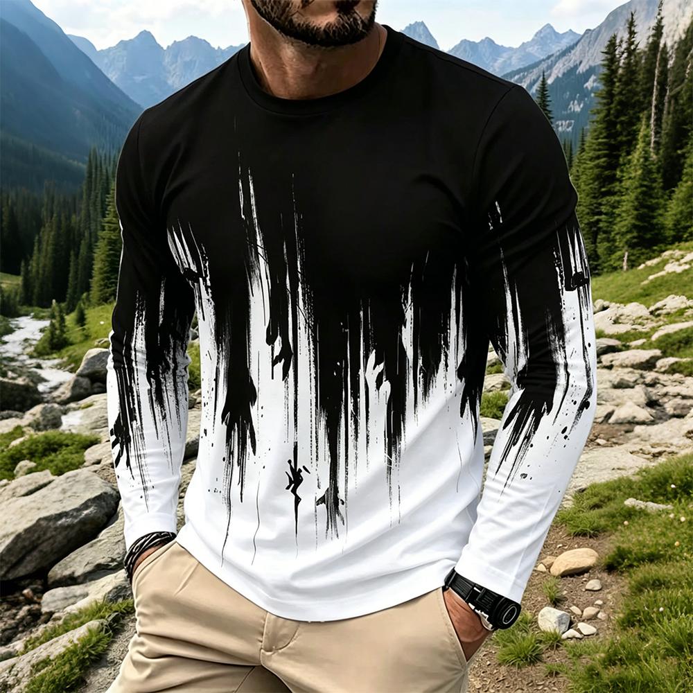 Men's Gradient Ink Splash Long - đánh giá và giá Men Fashion Vintage